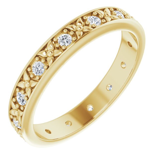 0.28 ct. Round Diamond Eternity Band Floral Design Ring-VIRABYANI